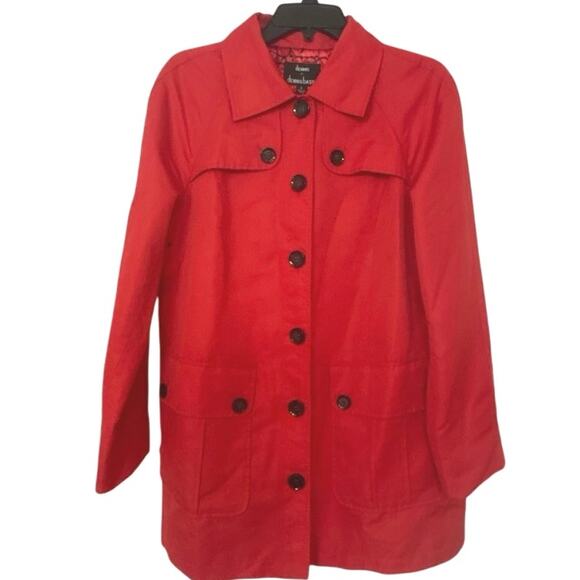 Dennis Basso Red Water Resistant Medium Length Rain Coat Size Small - Picture 1 of 13